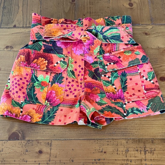 FARM Rio Pants - FARM Rio Tropical Print High-Waist Belted Shorts XS VGUC